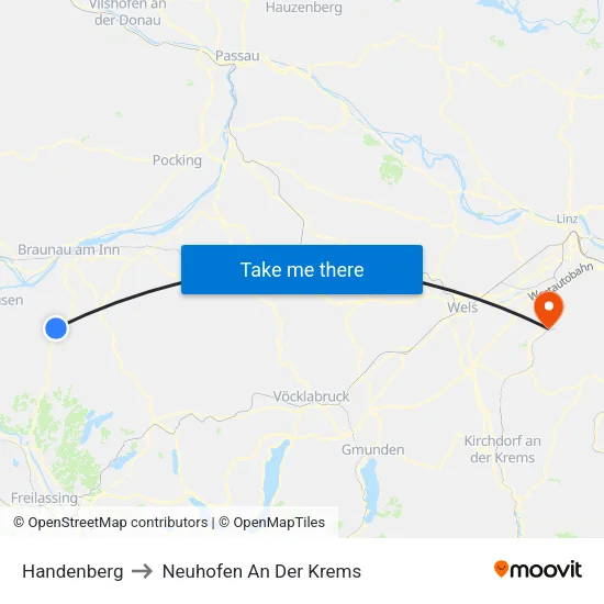 Handenberg to Neuhofen An Der Krems map