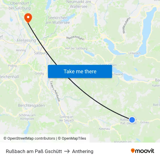 Rußbach am Paß Gschütt to Anthering map