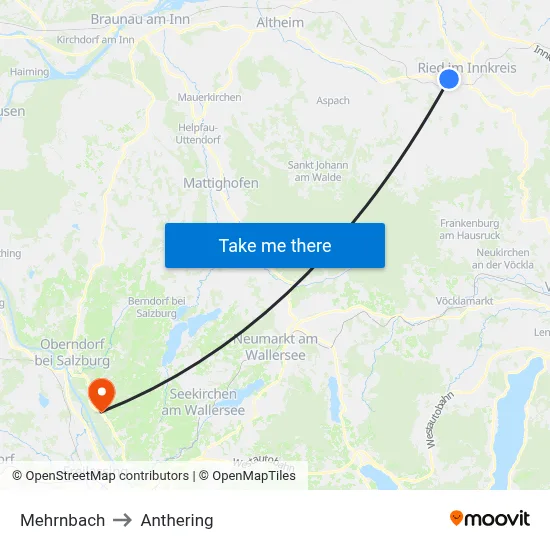 Mehrnbach to Anthering map