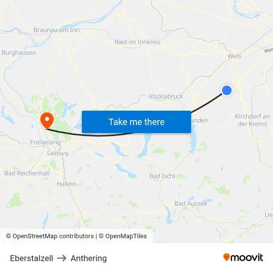 Eberstalzell to Anthering map
