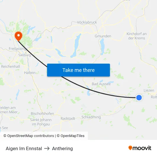Aigen Im Ennstal to Anthering map
