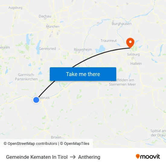 Gemeinde Kematen In Tirol to Anthering map