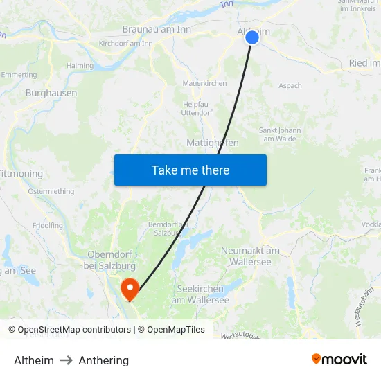 Altheim to Anthering map