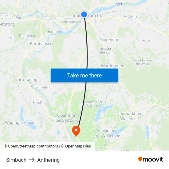 Simbach to Anthering map