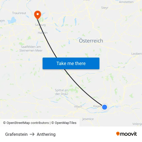 Grafenstein to Anthering map