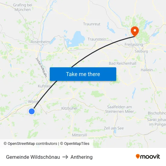 Gemeinde Wildschönau to Anthering map