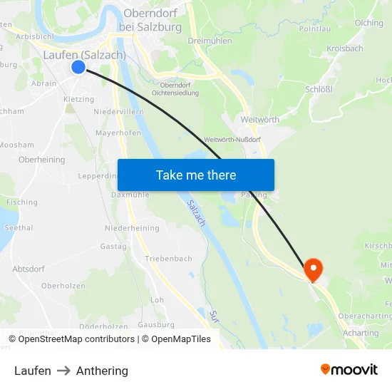 Laufen to Anthering map