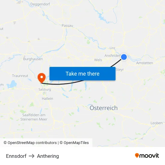 Ennsdorf to Anthering map