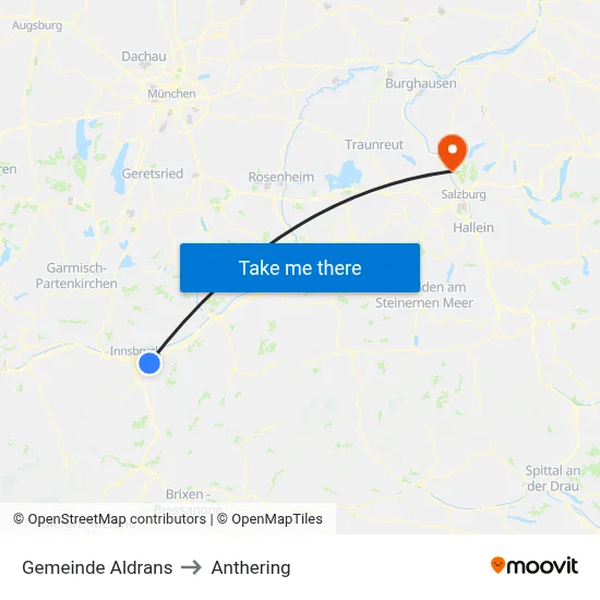 Gemeinde Aldrans to Anthering map