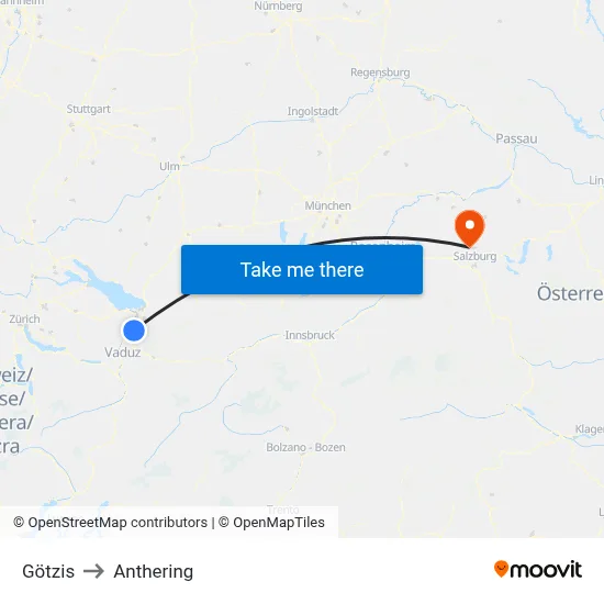 Götzis to Anthering map