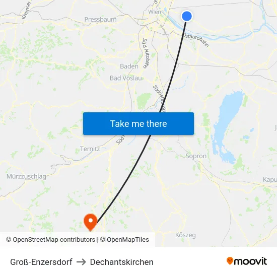 Groß-Enzersdorf to Dechantskirchen map