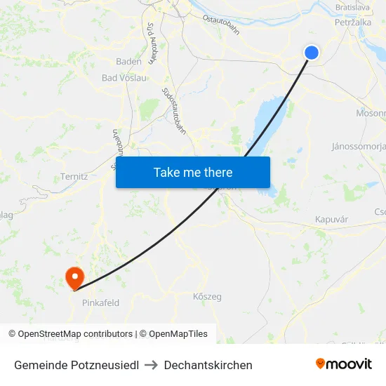 Gemeinde Potzneusiedl to Dechantskirchen map