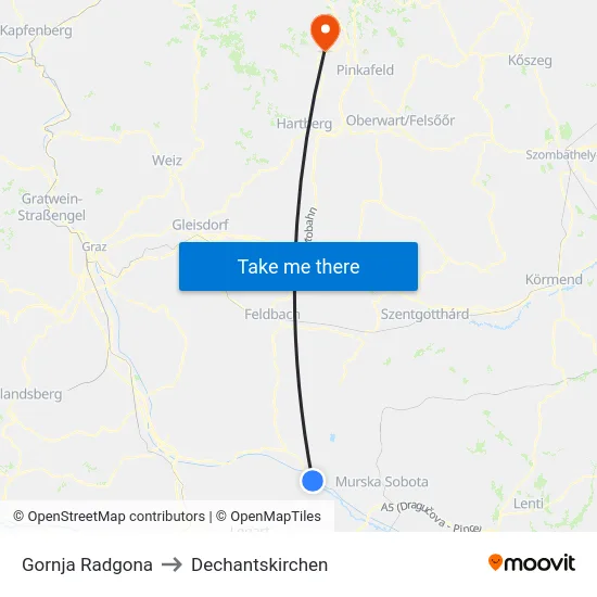 Gornja Radgona to Dechantskirchen map