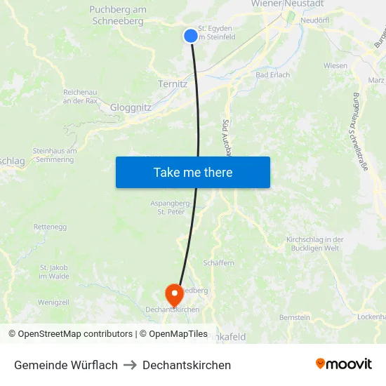 Gemeinde Würflach to Dechantskirchen map