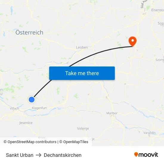 Sankt Urban to Dechantskirchen map