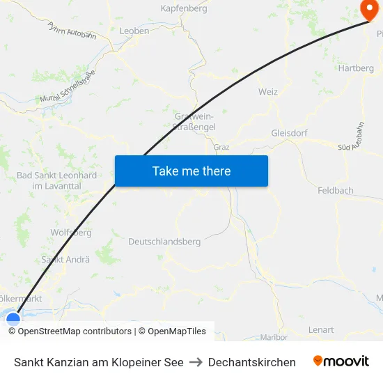 Sankt Kanzian am Klopeiner See to Dechantskirchen map