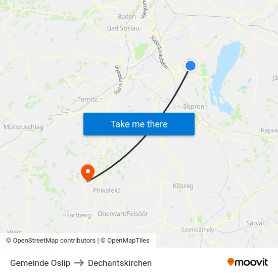 Gemeinde Oslip to Dechantskirchen map
