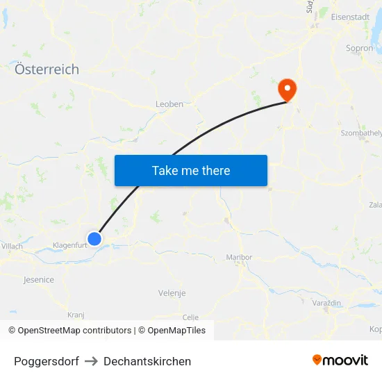 Poggersdorf to Dechantskirchen map