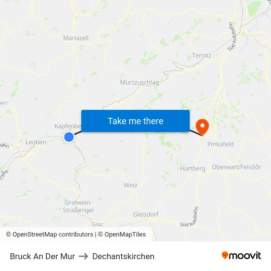 Bruck An Der Mur to Dechantskirchen map