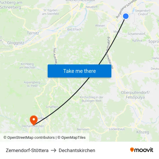Zemendorf-Stöttera to Dechantskirchen map