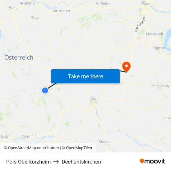 Pöls-Oberkurzheim to Dechantskirchen map