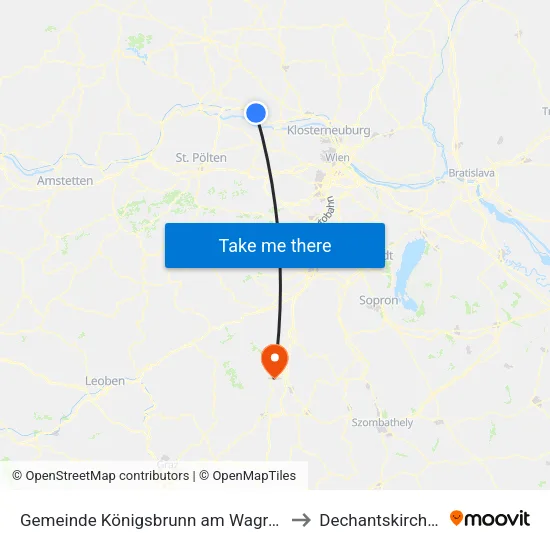 Gemeinde Königsbrunn am Wagram to Dechantskirchen map
