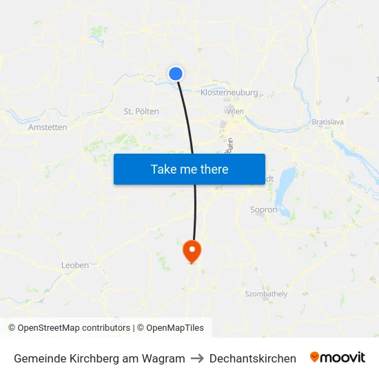 Gemeinde Kirchberg am Wagram to Dechantskirchen map