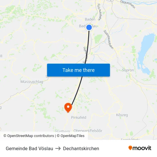 Gemeinde Bad Vöslau to Dechantskirchen map
