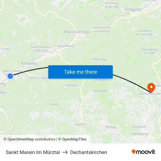 Sankt Marein Im Mürztal to Dechantskirchen map