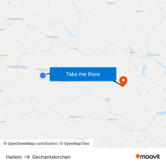Hallein to Dechantskirchen map