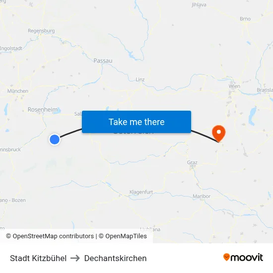 Stadt Kitzbühel to Dechantskirchen map