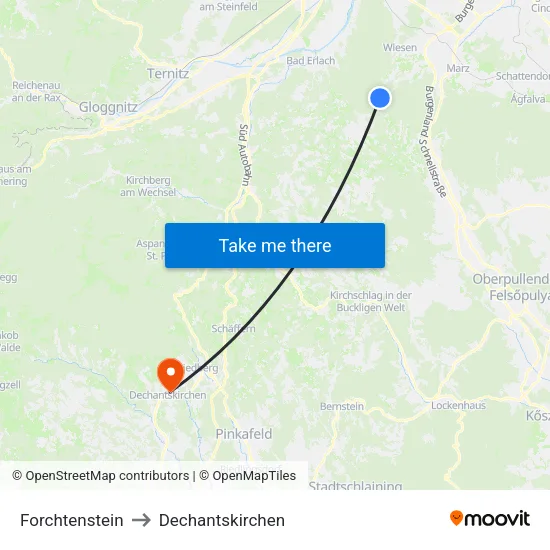 Forchtenstein to Dechantskirchen map