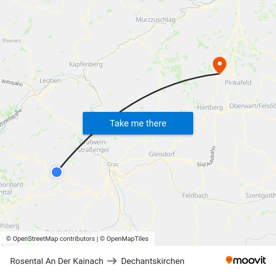 Rosental An Der Kainach to Dechantskirchen map