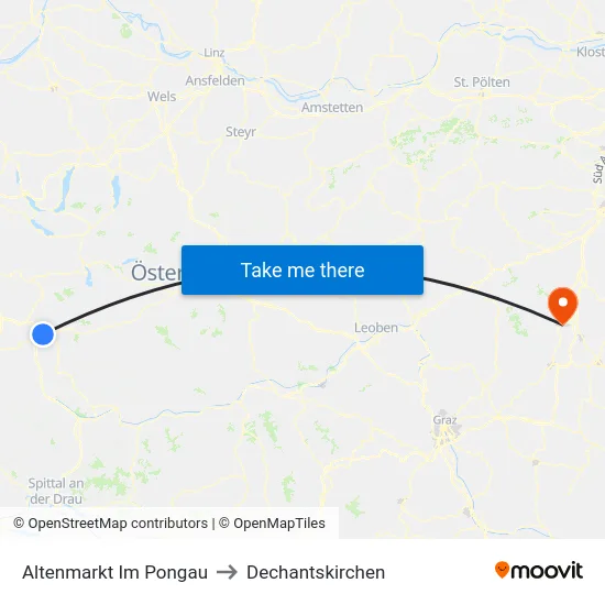 Altenmarkt Im Pongau to Dechantskirchen map