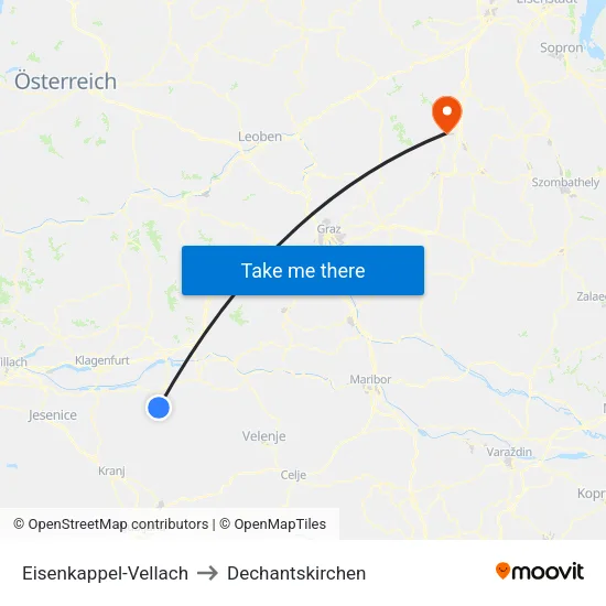 Eisenkappel-Vellach to Dechantskirchen map