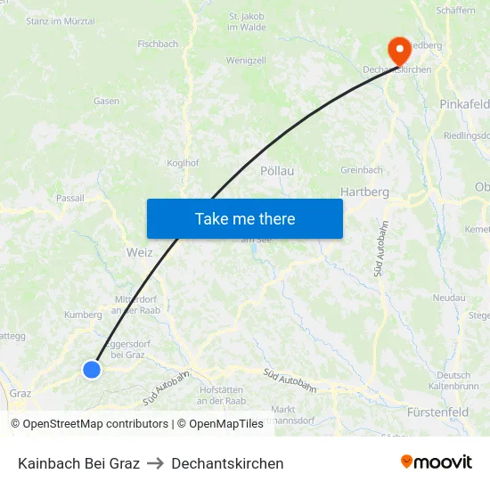 Kainbach Bei Graz to Dechantskirchen map