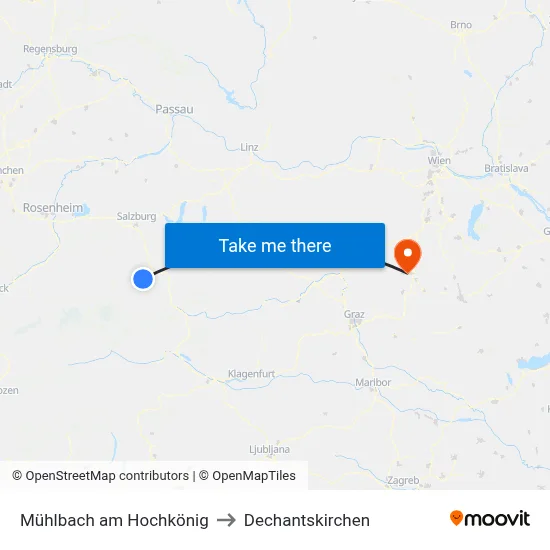 Mühlbach am Hochkönig to Dechantskirchen map