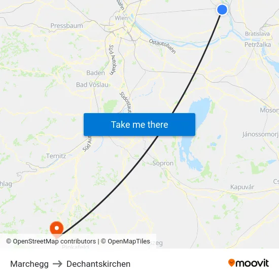 Marchegg to Dechantskirchen map