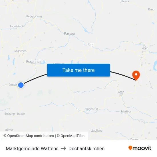 Marktgemeinde Wattens to Dechantskirchen map