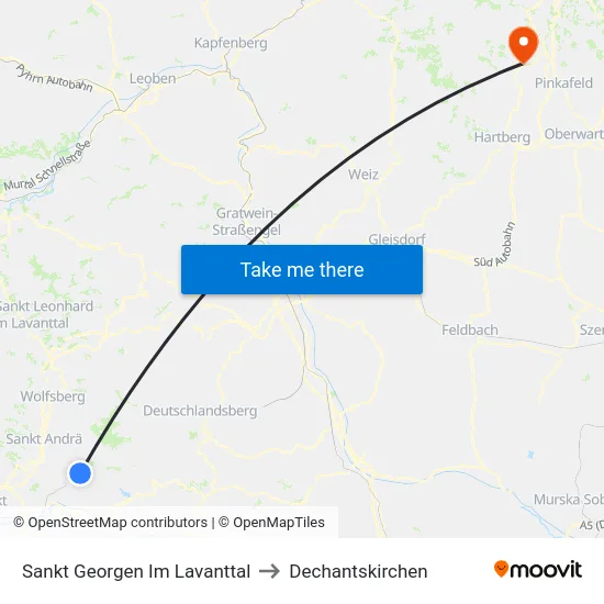 Sankt Georgen Im Lavanttal to Dechantskirchen map