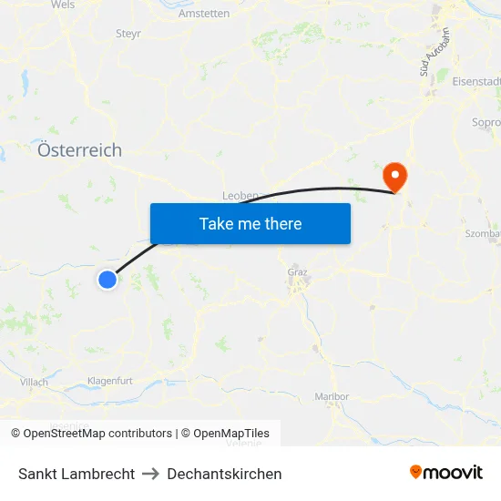 Sankt Lambrecht to Dechantskirchen map
