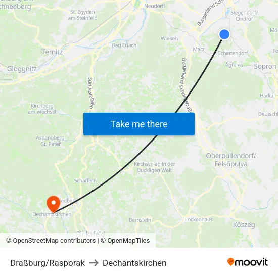 Draßburg/Rasporak to Dechantskirchen map