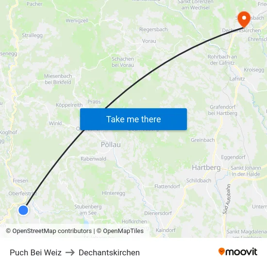 Puch Bei Weiz to Dechantskirchen map