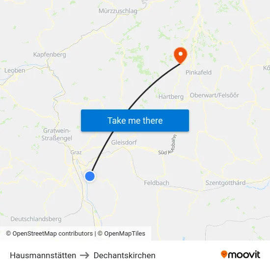 Hausmannstätten to Dechantskirchen map