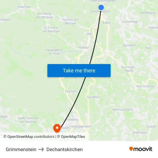 Grimmenstein to Dechantskirchen map