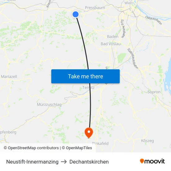Neustift-Innermanzing to Dechantskirchen map