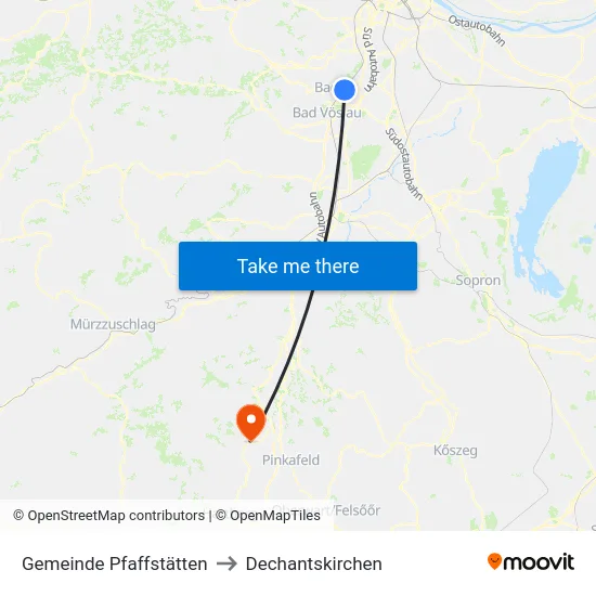 Gemeinde Pfaffstätten to Dechantskirchen map