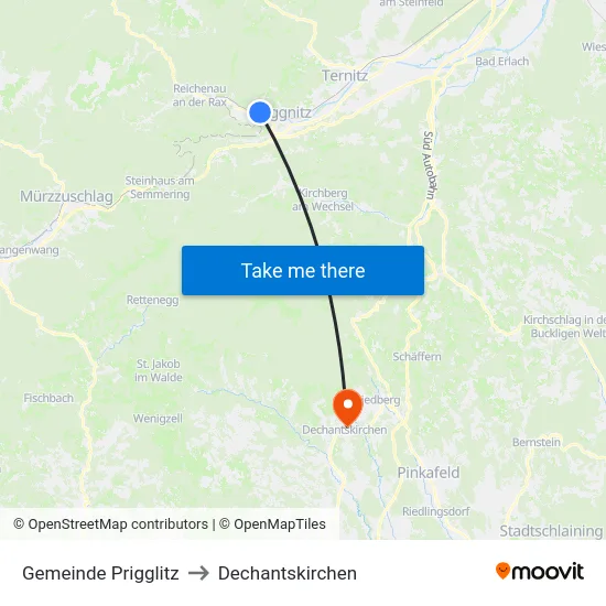 Gemeinde Prigglitz to Dechantskirchen map