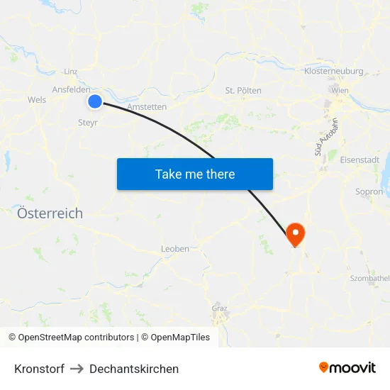 Kronstorf to Dechantskirchen map