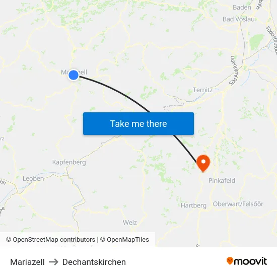 Mariazell to Dechantskirchen map